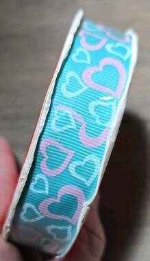 Craftsmart Ribbon Hearts Green & White & Pink Crafts 7/8 in wide 3 Yards New